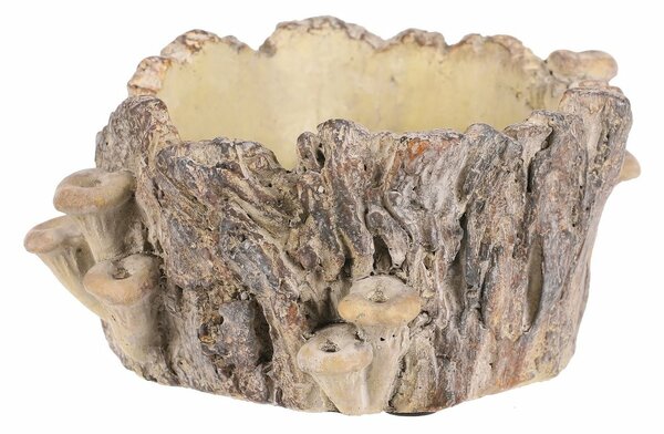 Obal betonový - pařez s houbami, 18 x 14 x 9 cm