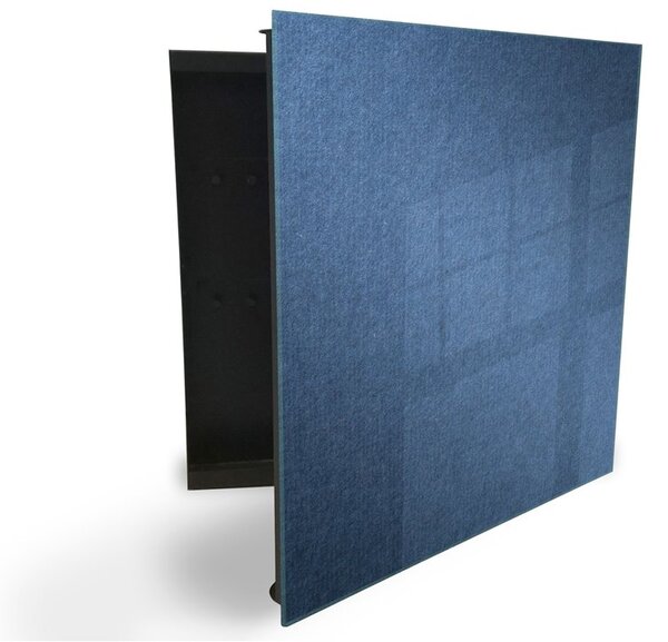 Glasdekor skříňka na klíče - textura modrá tkanina - Levé / Bílá