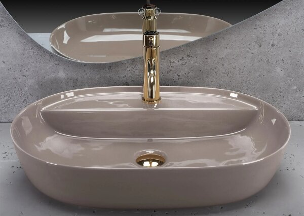 REA-U6381 - Umyvadlo na desku AURA 41x61 cm keramika/lesklá hnědá