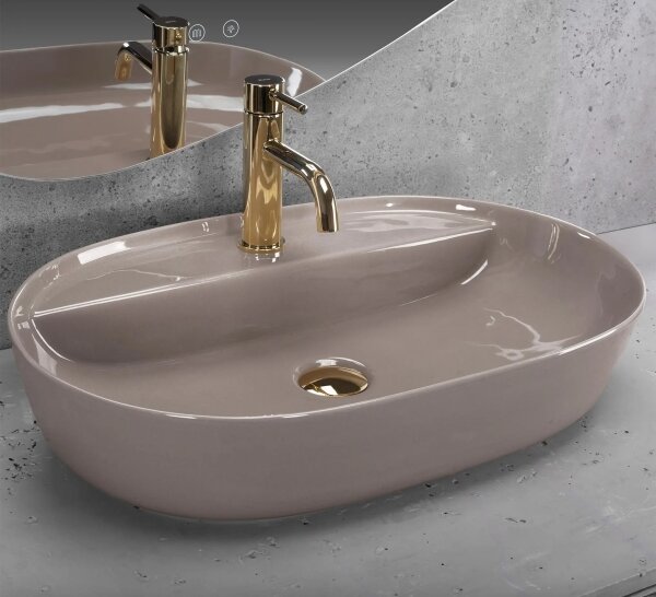 REA-U6381 - Umyvadlo na desku AURA 41x61 cm keramika/lesklá hnědá