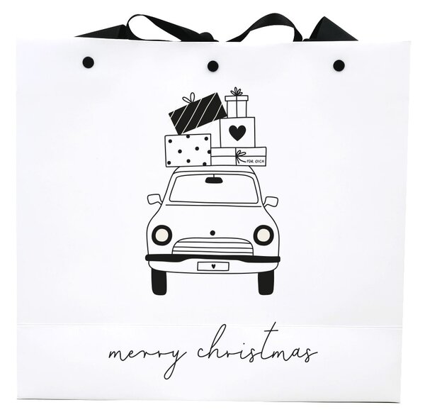 Vánoční dárková taška Christmas Car 26 × 28 cm
