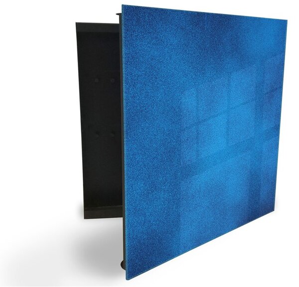 Glasdekor skříňka na klíče - modrá metalíza - Levé / Bílá