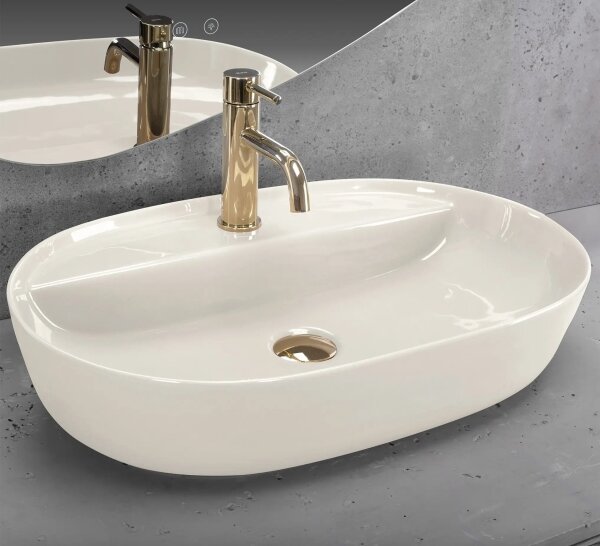 REA-U4589 - Umyvadlo na desku AURA 41x61 cm keramika/lesklá krémová