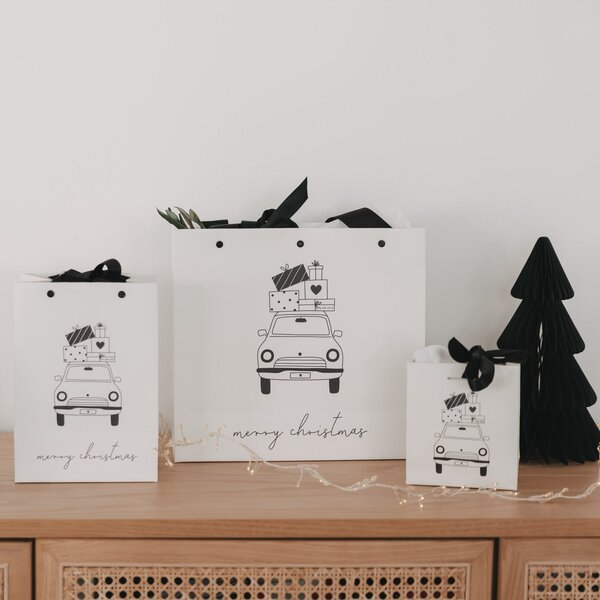 Vánoční dárková taška Christmas Car 15 × 21 cm