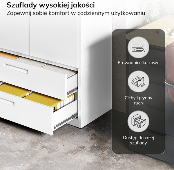 Kovová modulární multifunkční skříň na podstavci bílá MEGAN 1600 x 900 x 400 mm