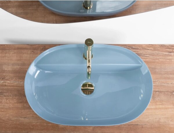 REA-U6618 - Umyvadlo na desku AURA 41x61 cm keramika/lesklá modrá