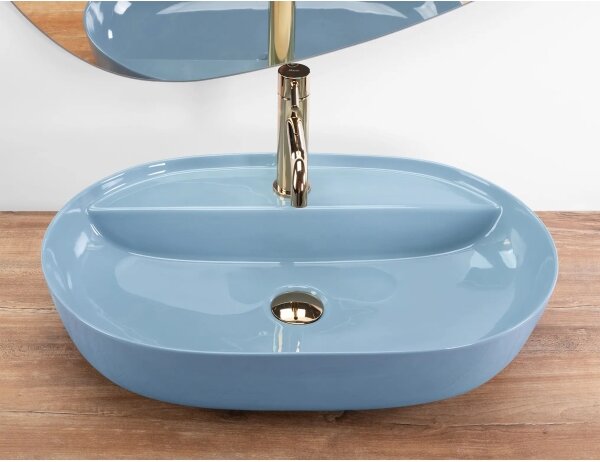 REA-U6618 - Umyvadlo na desku AURA 41x61 cm keramika/lesklá modrá