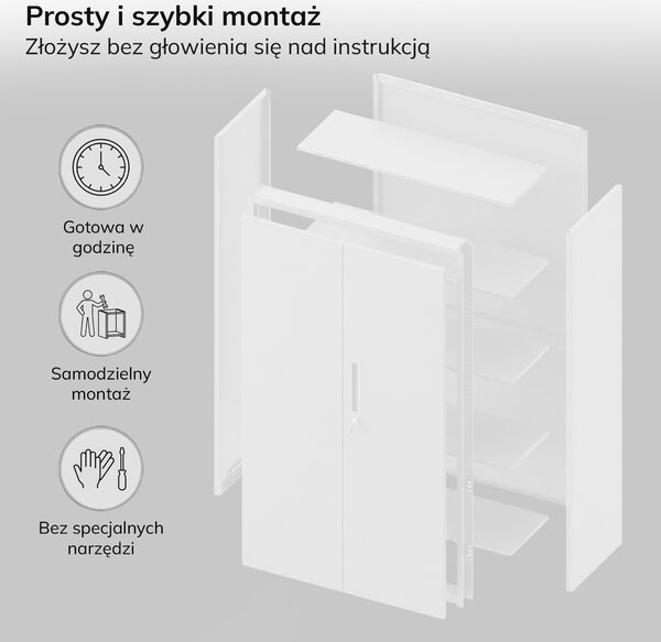 Kovová modulární multifunkční skříň na podstavci bílá MEGAN 1600 x 900 x 400 mm