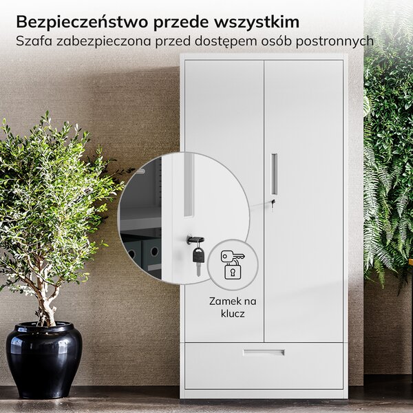 Kovová modulární multifunkční skříň na podstavci bílá MEGAN 1600 x 900 x 400 mm
