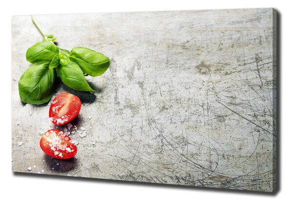 Foto obraz na plátně Rajčata a bazilka oc-98382185