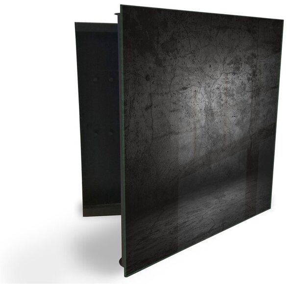 Glasdekor skříňka na klíče - tmavá stěna beton - Pravé / Bílá