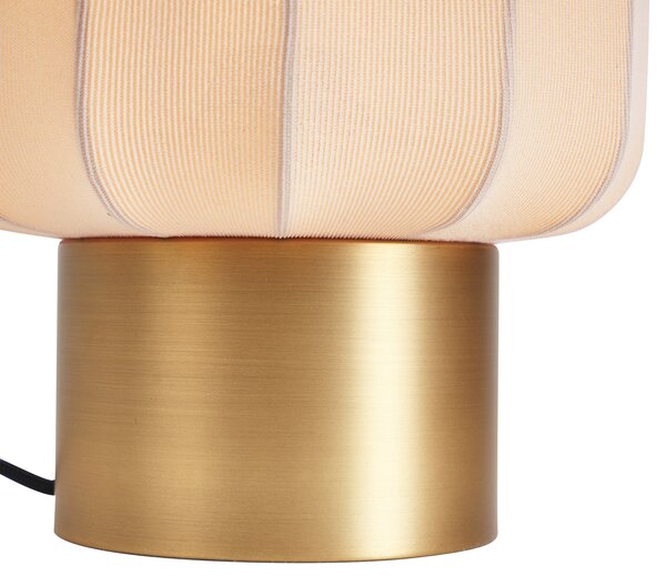 Japandi stolní lampa zlatá s béžovým stínidlem - Pluni