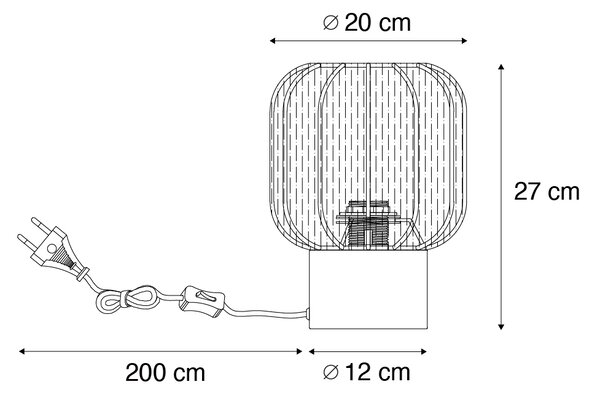 Japandi stolní lampa zlatá s béžovým stínidlem - Pluni