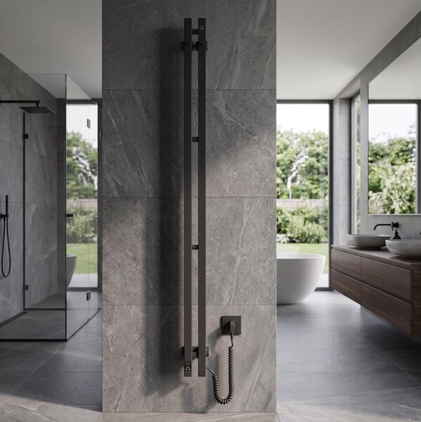 Vertaduro - El. sušák na ručníky s term. VEO 106W/230V 150x9 cm IP44 černá pravá