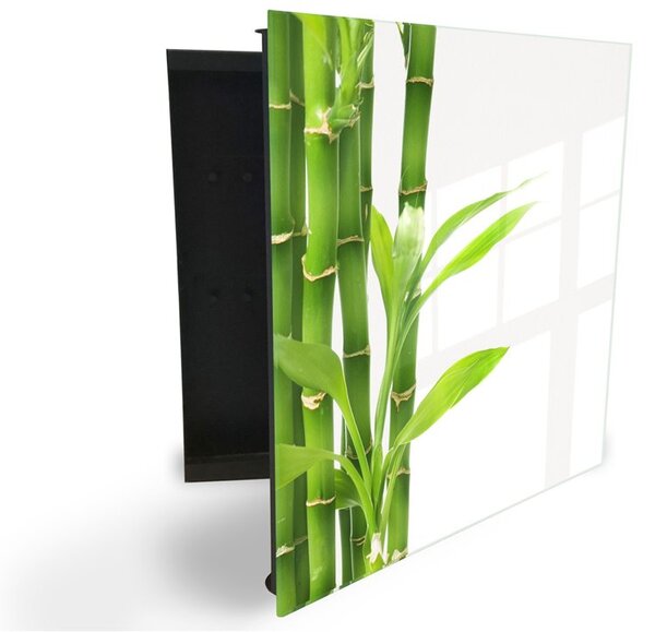 Skříňka na klíče dekor - bambus II. - Levé / Černá