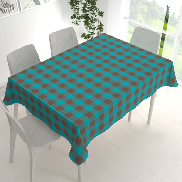 Biante Bavlněný obdélníkový ubrus Olivia OL-018 Tyrkysovo-hnědá kostka velká 50x100 cm