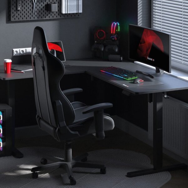 Elektrický výškově nastavitelný rohový stůl Hero 9.5 černý