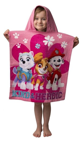 Růžové froté dětské pončo Paw Patrol – Jerry Fabrics