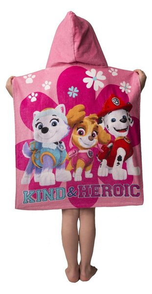 Růžové froté dětské pončo Paw Patrol – Jerry Fabrics