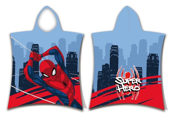 Modro-červené froté dětské pončo Spider-Man – Jerry Fabrics