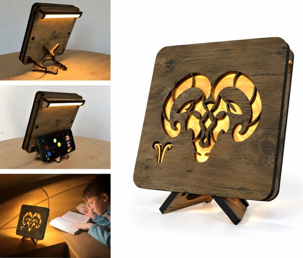 Znamení "Beran" lampa 19x19cm provedení povrchu: dub