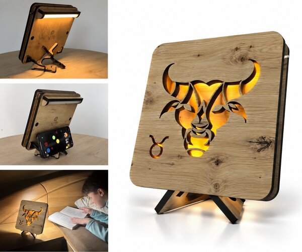 Znamení "Býk" lampa 19x19cm provedení povrchu: dub světlý
