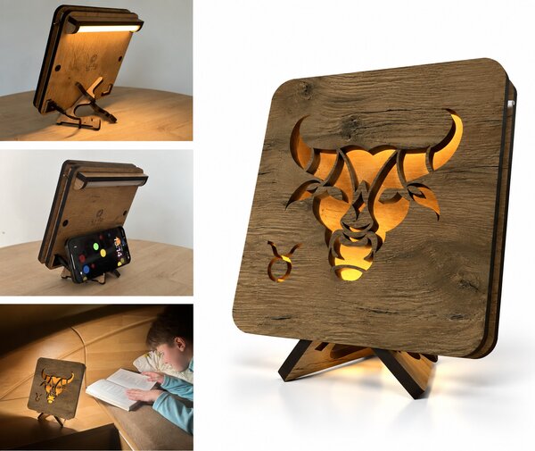 Znamení "Býk" lampa 19x19cm provedení povrchu: dub světlý