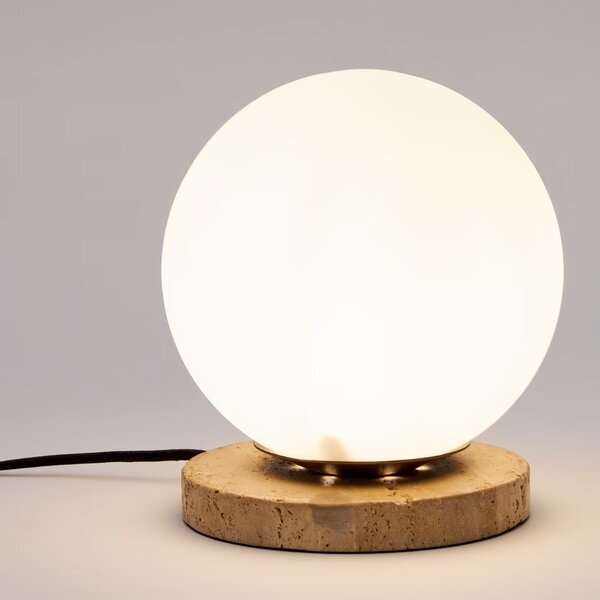 Bílá skleněná stolní lampa Kave Home Malachi