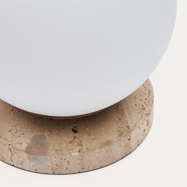 Bílá skleněná stolní lampa Kave Home Malachi