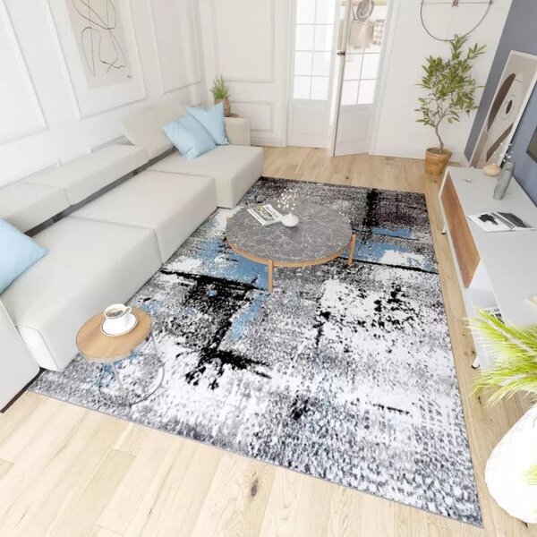 Makro Abra Kusový koberec moderní MAYA Q541B šedý modrý bílý Rozměr: 80x150 cm