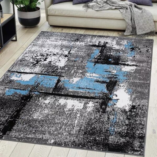 Makro Abra Kusový koberec moderní MAYA Q541B šedý modrý bílý Rozměr: 80x150 cm