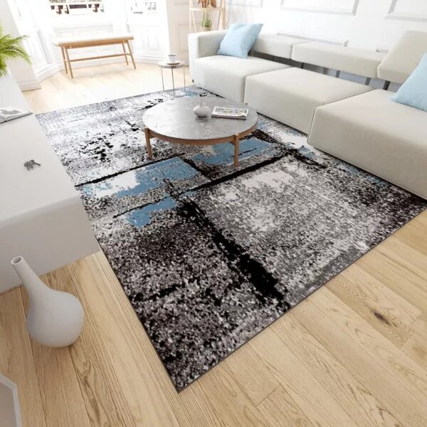 Makro Abra Kusový koberec moderní MAYA Q541B šedý modrý bílý Rozměr: 80x150 cm