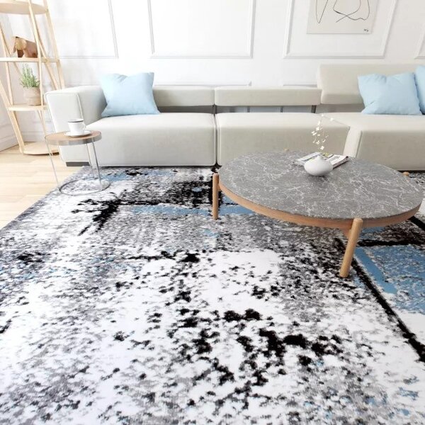 Makro Abra Kusový koberec moderní MAYA Q541B šedý modrý bílý Rozměr: 80x150 cm