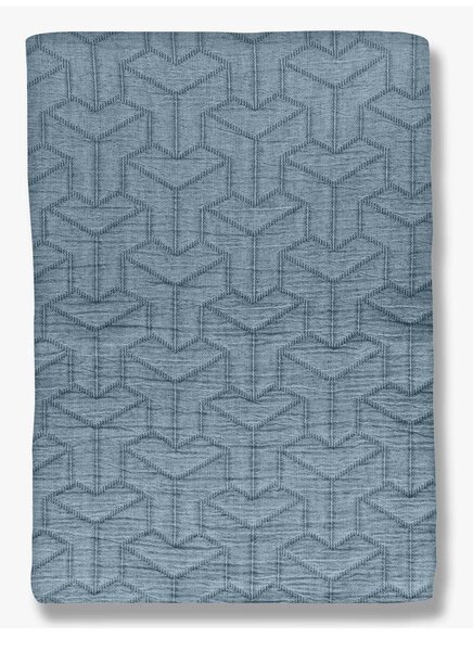 Modrý přehoz z recyklované bavlny na dvoulůžko 220x250 cm Trio – Mette Ditmer Denmark
