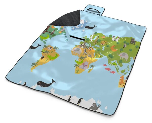 Sablio Plážová deka Zvířecí mapa světa: 200x140 cm