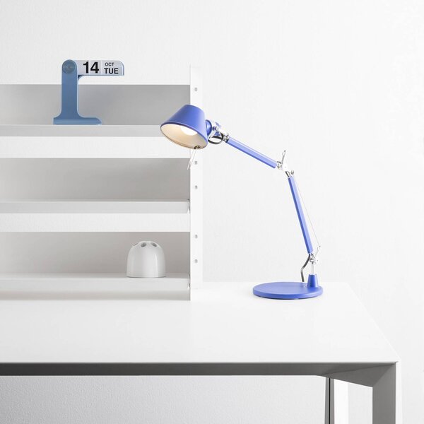 Artemide Stolní lampa Tolomeo Micro, modrá, Modrá, Pracovna / kancelář, Hliník, Design