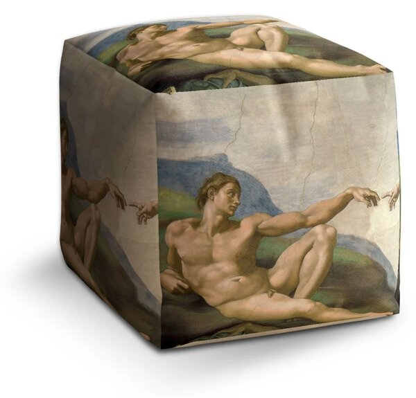 Sablio Taburet Cube Stvoření Adama - Michelangelo Buonarroti - 40x40x40 cm