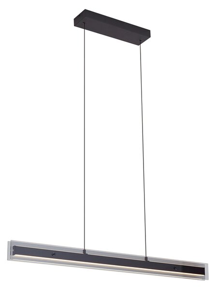 Moderní závěsné svítidlo černé s kouřovým sklem vč. LED Easylift - Catch