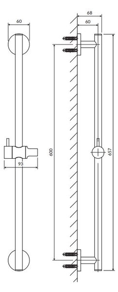 Omnires Y sprchová tyč |66 cm DR12CPB