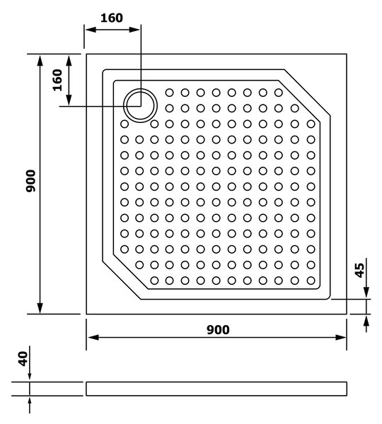 Gelco Gelco, ANETA90 sprchová vanička z litého mramoru, čtverec 90x90x4cm, GA009