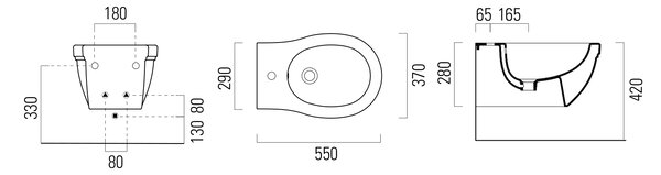 GSI GSI, CLASSIC bidet závěsný 37x55 cm, bílá ExtraGlaze, 8765111