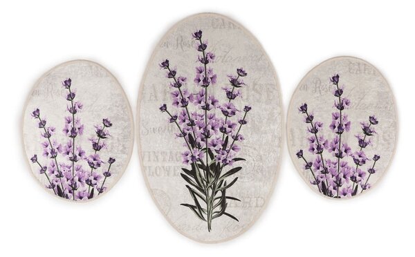 Fialovo-béžové koupelnové předložky v sadě 3 ks 60x100 cm Lavender – Foutastic