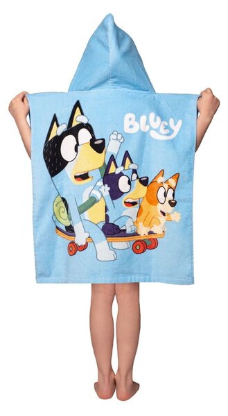 Modré bavlněné dětské pončo velikost 3-8 let Bluey Skate – Jerry Fabrics