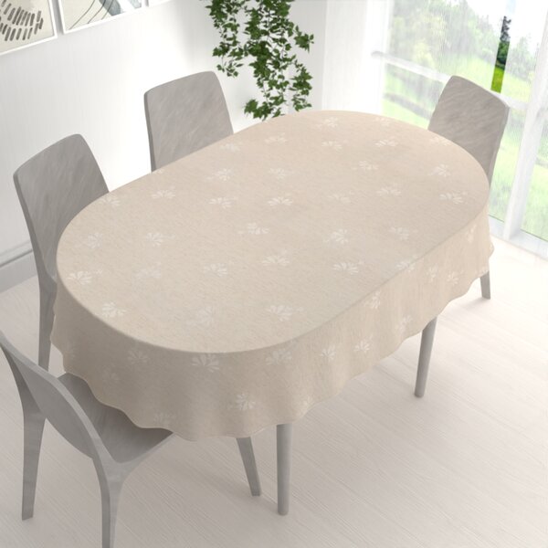 Biante Teflonový oválný ubrus TF-076 Květinový ornament na režném 60x100 cm