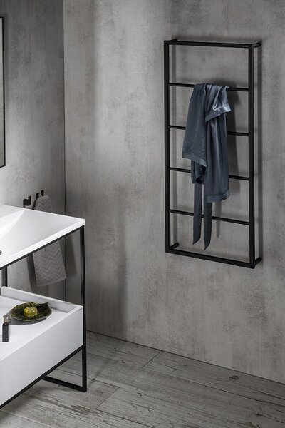 Sapho Sapho, SKA Nástěnný držák ručníků, 450x1150x100mm, černá mat, SKA501