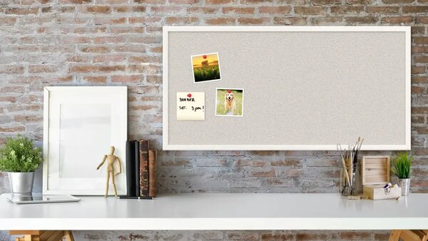 Allboards, Korková tabule bílá barva korku 80x40 cm dřevěný rám lakovaný BÍLÝ, TKWHITE84W