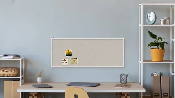 Allboards, Korková tabule bílá barva korku 100x40 cm dřevěný rám lakovaný BÍLÝ, TKWHITE104W