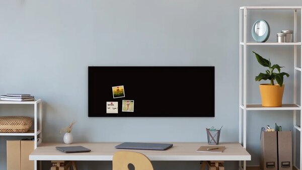 Allboards, Korková tabule, černá barva korku, 100x40 cm, lakovaný dřevěný rám, ČERNÁ TKBLACK104BK