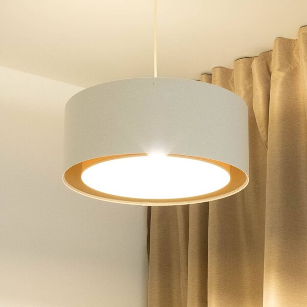 Maco Design Závěsné svítidlo Boho, krémová/béžová, Ø 50 cm, výška 20 juta, stmívatelný, Krémová / jantar, Obývací pokoj / jídelna, Textil / tkanina / hedvábí