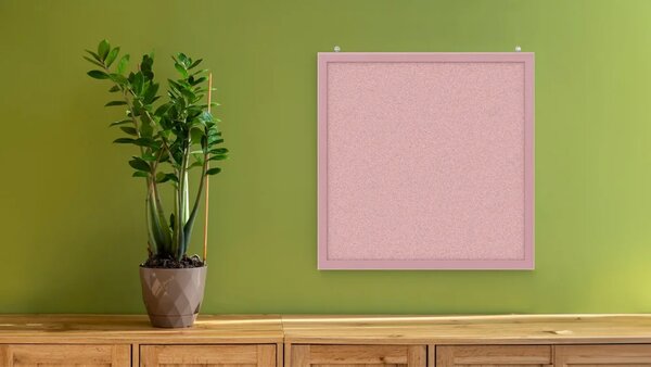 Allboards, korková tabule růžová barva korku 40x40 cm dřevěný rám lakovaný RŮŽOVÝ, TKPINK44P